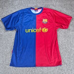 FC Barcelona Soccer Jersey Mens Medium Blue Red Messi 10 Unicef Official Product